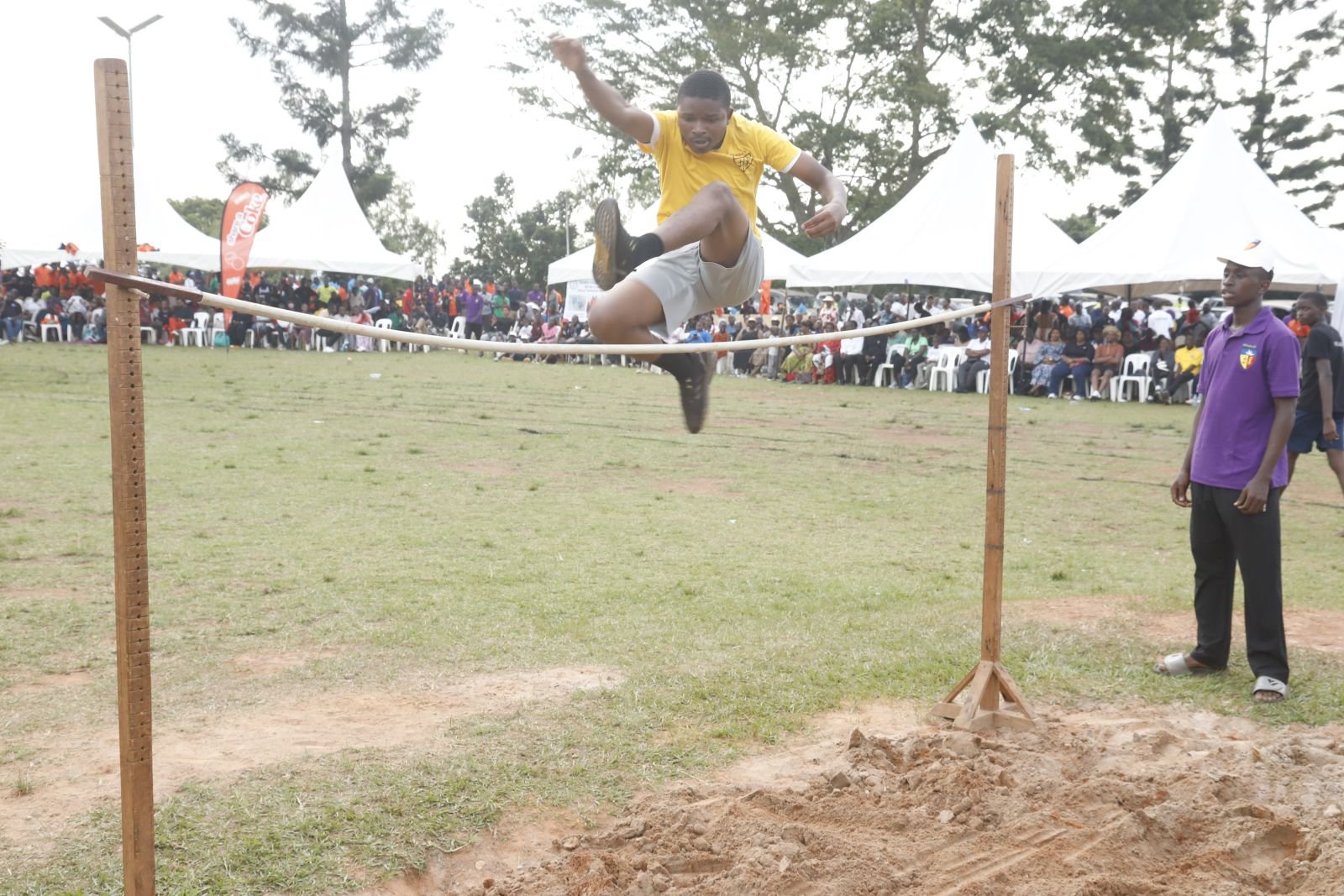 Full flight over the bar — high jump finals